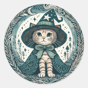 Wizard Kitty cat Runder Aufkleber