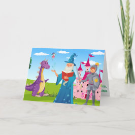 Wizard Knight Dragon Fairy Tale Kinder Fab farbig Karte