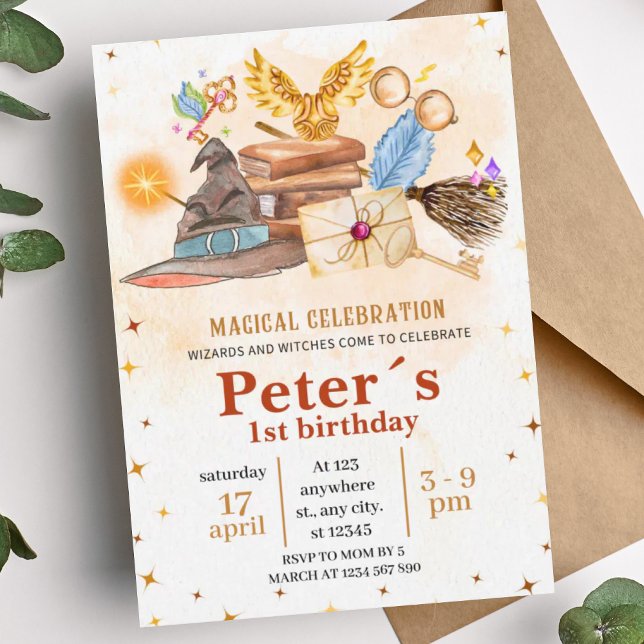 Wizard Magical Kids Birthday Party Invitation Einladung (Von Creator hochgeladen)