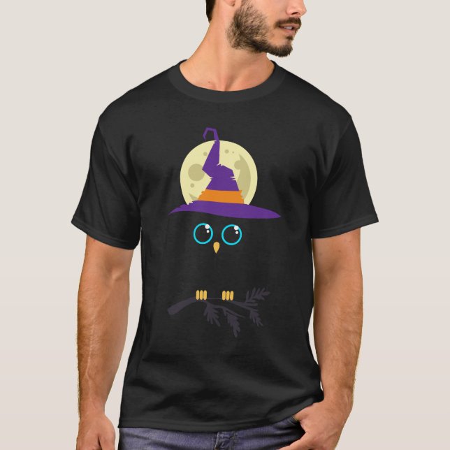 Wizard Owl Black Art Modern Trendy T-Shirt (Vorderseite)