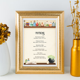 Wizard Party Cocktail Menu Card Poster
