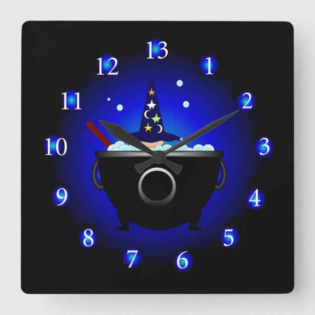 Wizard Posts Wall Clock Quadratische Wanduhr (Vorderseite)