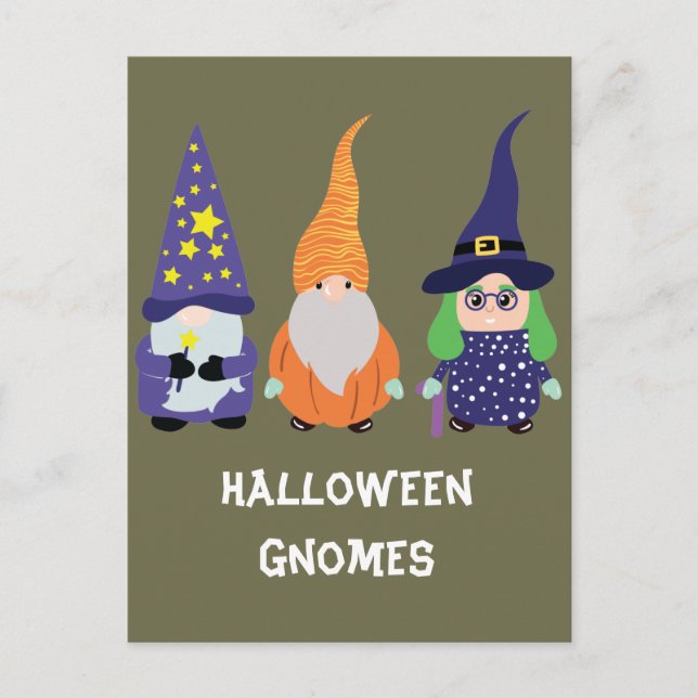 Wizard Pumpkin Hexenmeister Halloween Gnomes Holid Postkarte (Vorderseite)
