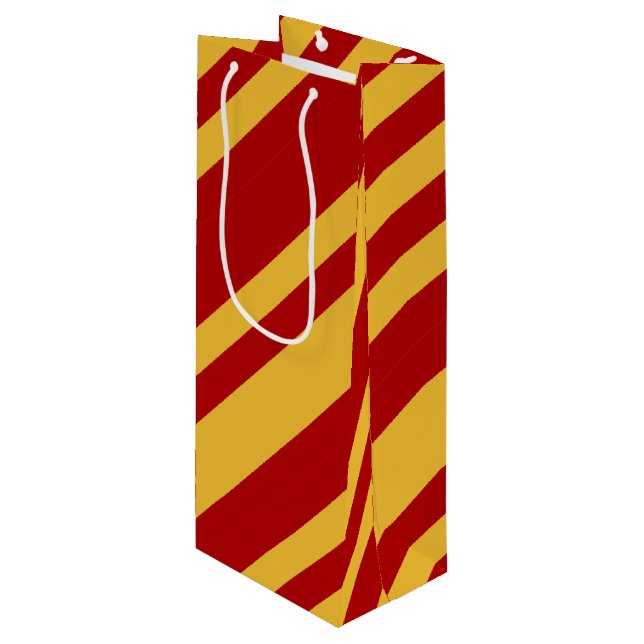Wizard Rot und Gold Geschenktüte Für Weinflaschen (Vorderseite Schrägansicht)