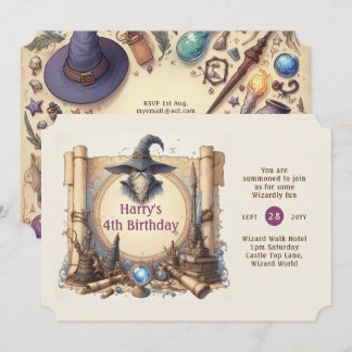 Wizard Theme Party Magical Vintag Wands Hats Einladung
