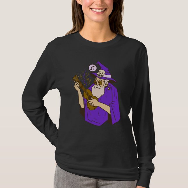 wizard ukulele witch music playing guitar T-Shirt (Vorderseite)