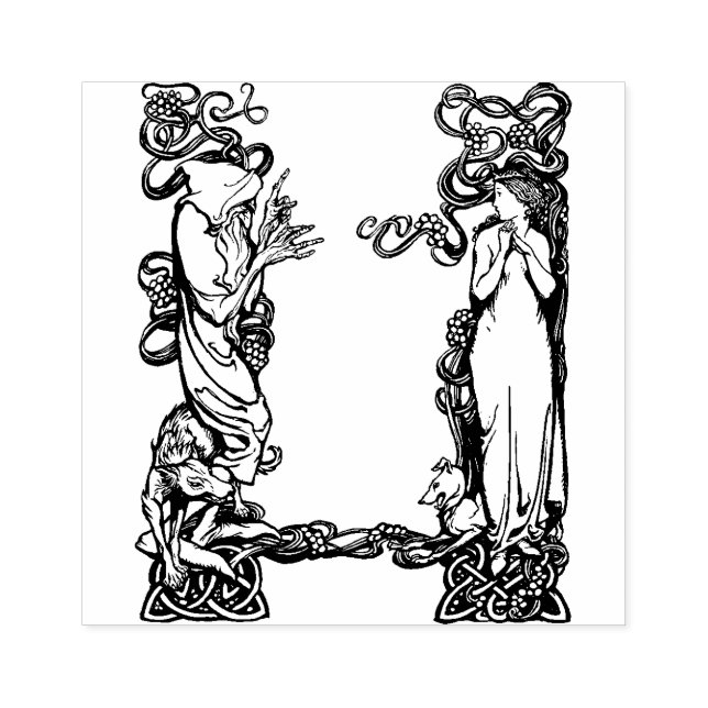 Wizard und Princess Vintag Art Gummi Briefmarke Gummistempel (Prägung)