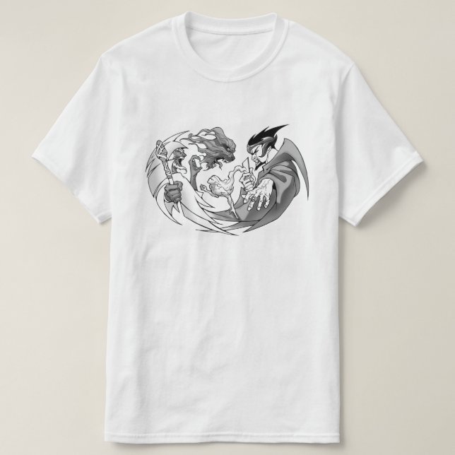 Wizards' Duel Fantasy Art Gamer Graphic T-Shirt (Design vorne)