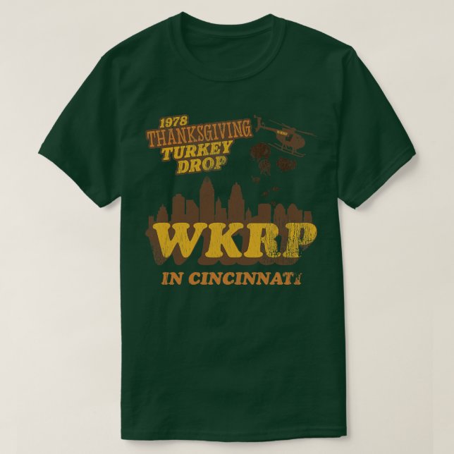 WKRP in Cincinnati 1978 Erntedank Türkei Drop T-Shirt (Design vorne)