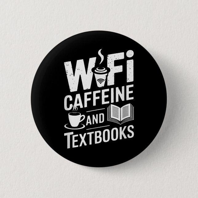 WLAN Kaffee und Lehrbücher Button (Vorderseite)
