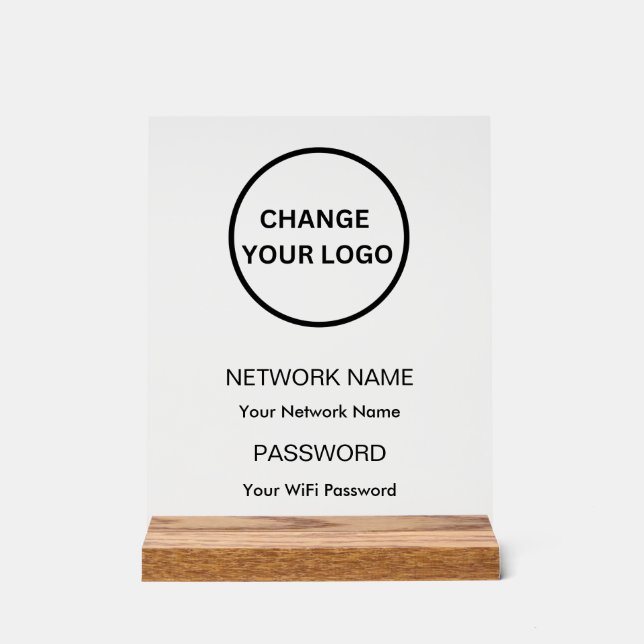 WLAN-Netzwerk mit eigener Marke und Kennwort weiß Acrylschild (Vorderseite)