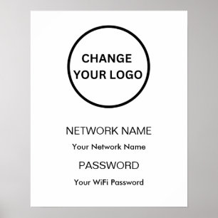 WLAN-Netzwerk mit eigener Marke und Kennwort weiß Poster