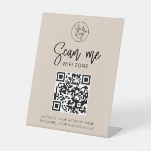 WLAN-Netzwerk-QR-Code Scan Me Rosafarbenes Busines Sockelschild