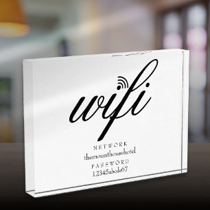 WLAN-Netzwerk und Passwort Schild Fotoblock