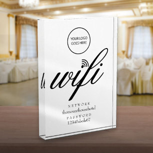 WLAN-Netzwerk und Passwort-Schild mit Ihrem Logo Fotoblock