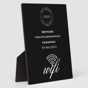 WLAN-Netzwerk und Passwort Schwarzes Schild Fotoplatte