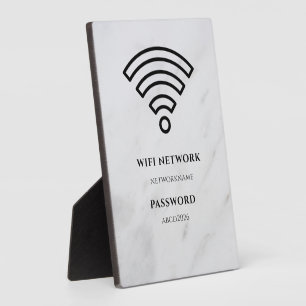 WLAN-Netzwerk und Passwort Schwarzes Schild Fotoplatte