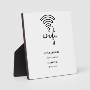 WLAN-Netzwerk und Passwort Weiße Plakette Fotoplatte