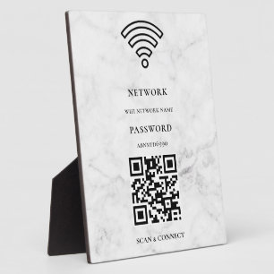 WLAN-Netzwerk und Passwort Weiße Plakette Fotoplatte