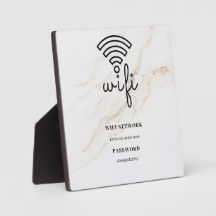 WLAN-Netzwerk und Passwort Weiße Plakette Fotoplatte
