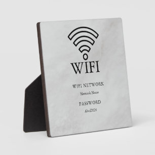 WLAN-Netzwerk und Passwort Weiße Plakette Fotoplatte