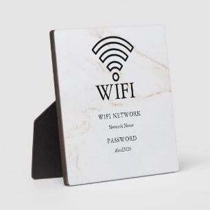 WLAN-Netzwerk und Passwort Weiße Plakette Fotoplatte