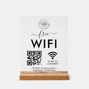 WLAN-Netzwerk und QR-Code-Scan Geschäft Einzelhand Acrylschild