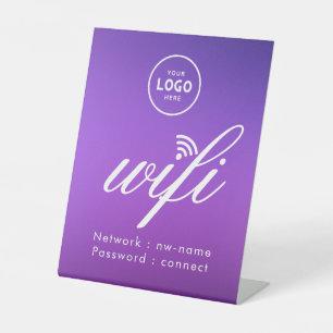 WLAN-Passwort-Code Geschäft Logo Blau Sockelschild