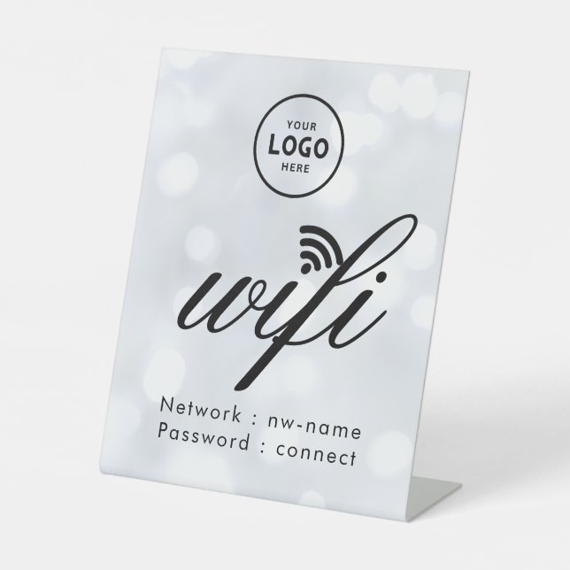 WLAN-Passwort-Code Geschäft Logo Blau  Sockelschild (Vorderseite)