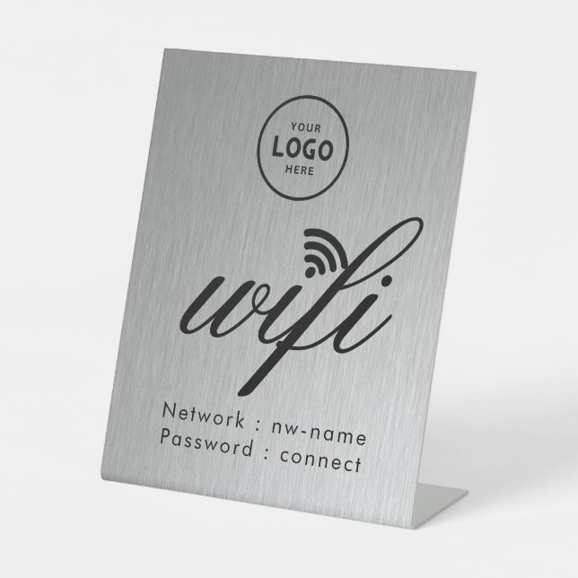WLAN-Passwort-Code Geschäft Logo Blau  Sockelschild (Vorderseite)