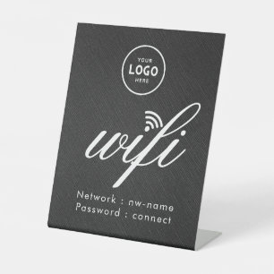 WLAN-Passwort-Code Geschäft Logo Blau Sockelschild