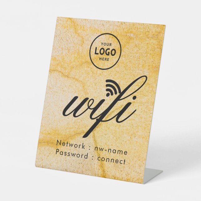 WLAN-Passwort-Code Geschäft Logo Blau  Sockelschild (Vorderseite)
