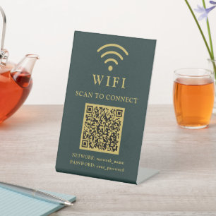 WLAN-Passwort & Firmenlogo und QR-Code des Netzwer Sockelschild