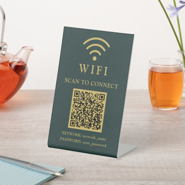 WLAN-Passwort & Firmenlogo und QR-Code des Netzwer Sockelschild (In SItu)