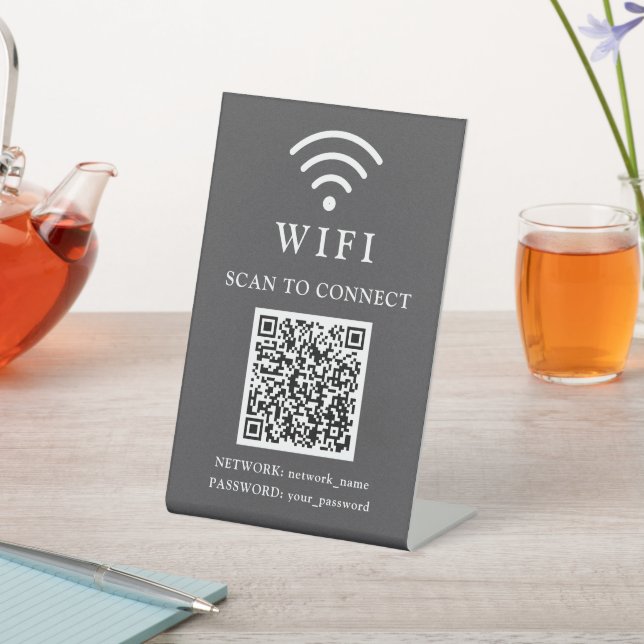 WLAN-Passwort & Firmenlogo und QR-Code des Netzwer Sockelschild (In SItu)