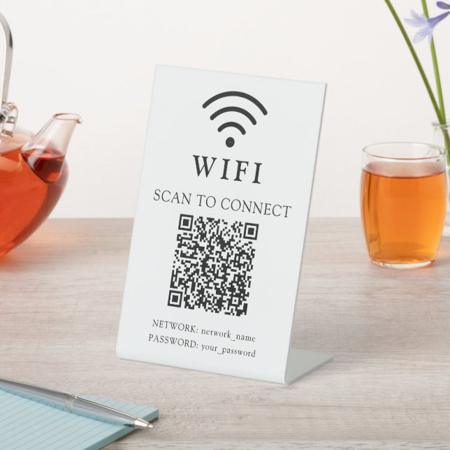 WLAN-Passwort & Firmenlogo und QR-Code Sockelschild (In SItu)