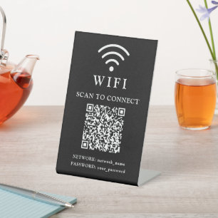 WLAN-Passwort & Firmenlogo und QR-Code Sockelschild