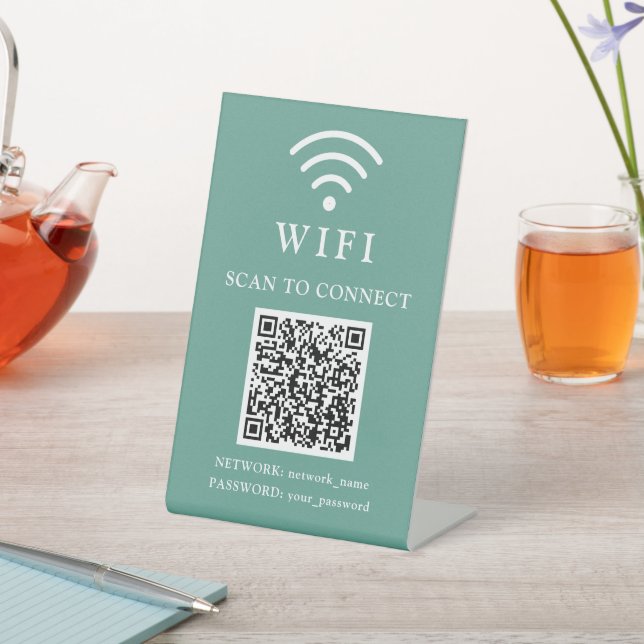 WLAN-Passwort & Firmenlogo und QR-Code Sockelschild (In SItu)