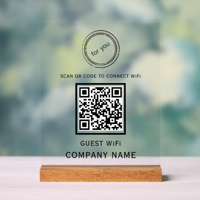 WLAN QR-Codekennwort und Netzwerkname weiß Acrylschild (Neutral)