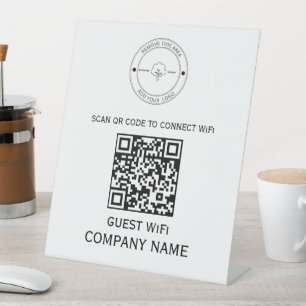 WLAN QR-Codekennwort und Netzwerkname weiß Sockelschild
