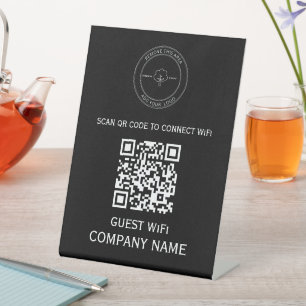 WLAN QR-Codekennwort und Netzwerkname weiß Sockelschild