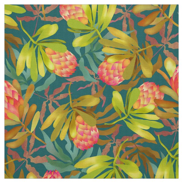 Wlid Blume Protea Aquamarin Fabric Stoff (Muster)