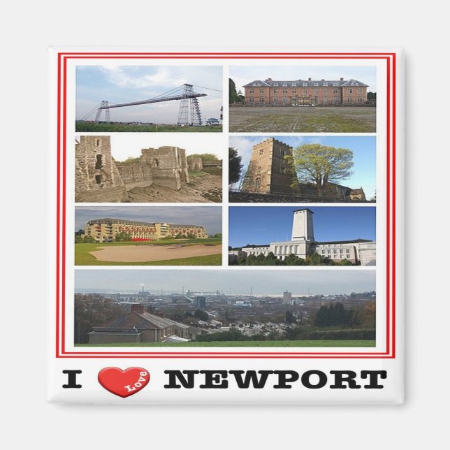 WLS020 NEWPORT "I LIEBE", Wales, Europa, Kühlschra Magnet (Vorne)