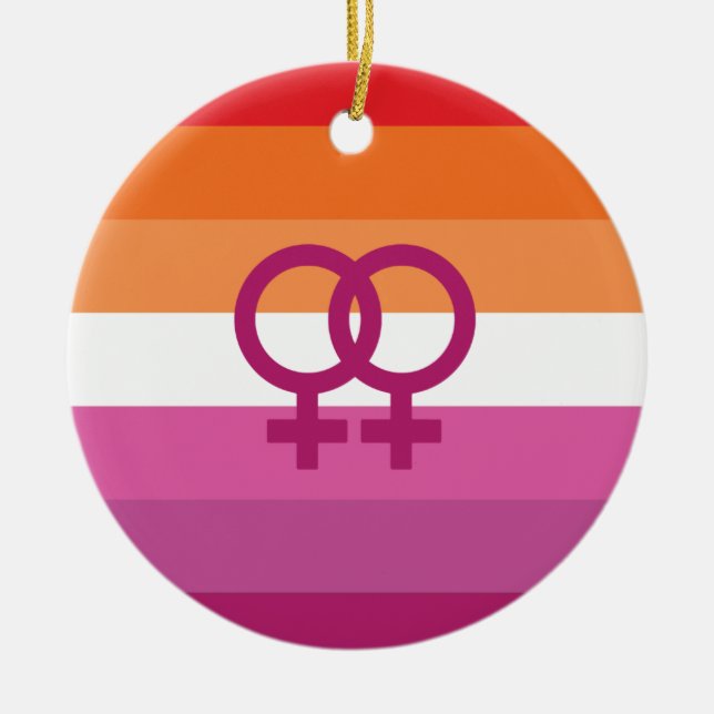 WLW Lesbische Flagge Keramik Ornament (Vorne)