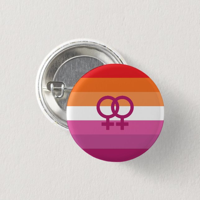 WLW Lesbische Stolperflagge (Sunset) Button (Vorne & Hinten)