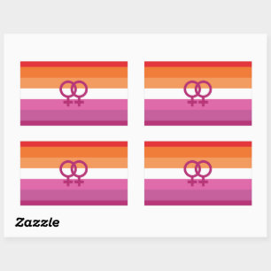 WLW Lesbische Stolperflagge (Sunset) Rechteckiger Aufkleber