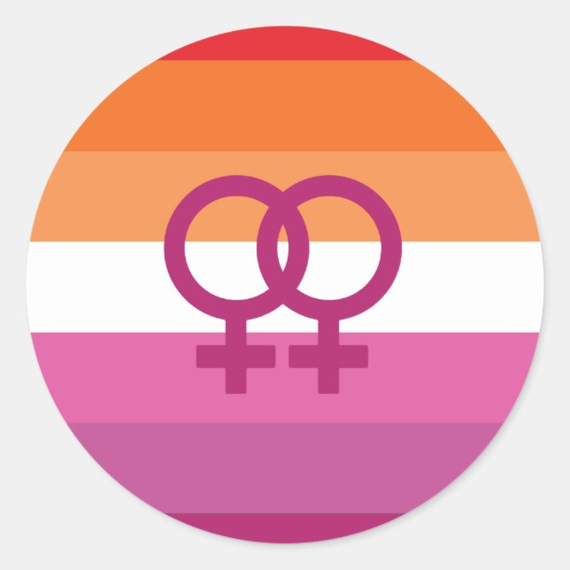 WLW Lesbische Stolperflagge (Sunset) Runder Aufkleber (Vorderseite)