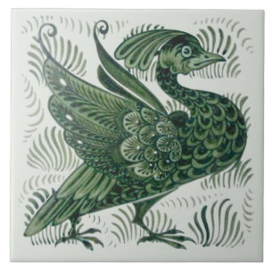 Wm De Morgan Green Bird Arts & Crafts Tile () Fliese