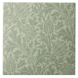 Wm Morris Arts & Crafts Green Thistle Repro Tile Fliese