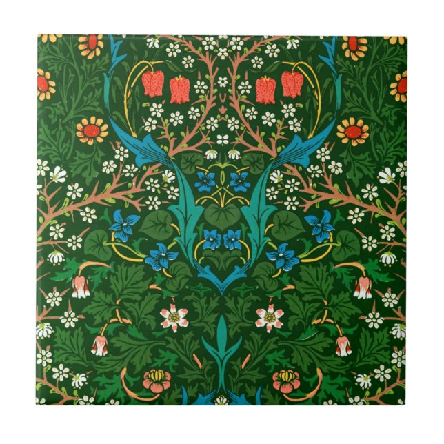 WM Morris Blackthorn Jugendstil-Muster Fliese (Vorderseite)